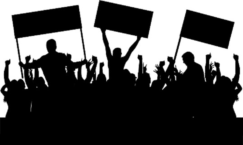 Protest people crowd silhouette.